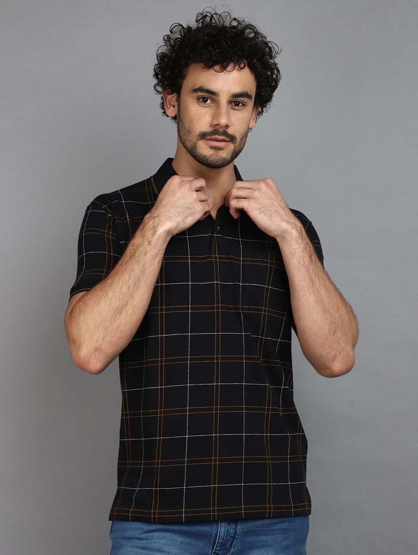 men black regular fit checkered polo t-shirt - 21023971 - Zoom Image - 3