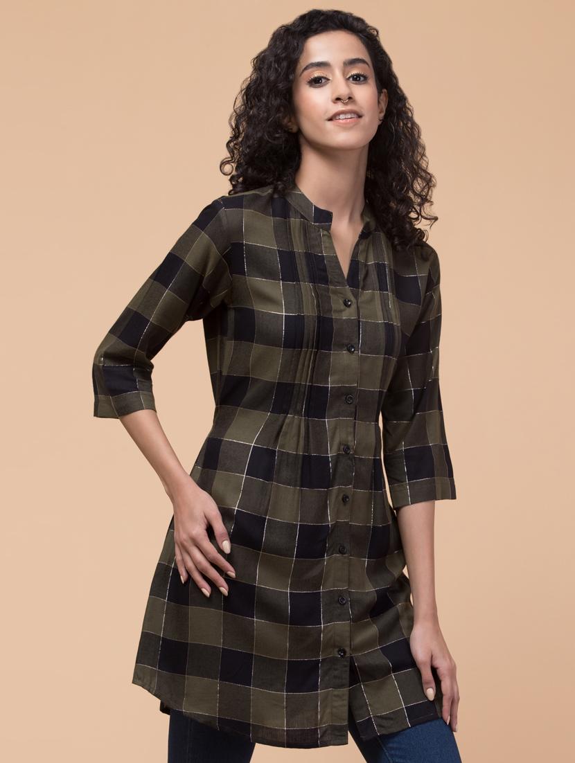 women regular check shirt tunic - 21032348 - Standard Image - 3