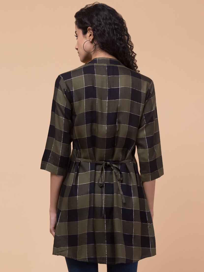 women regular check shirt tunic - 21032348 - Standard Image - 4