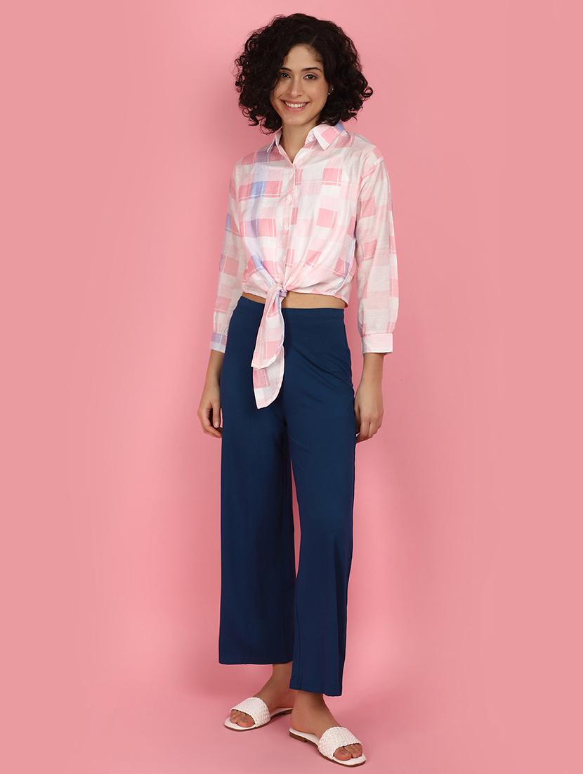 women blue solids palazzos - 21053632 - Zoom Image - 4