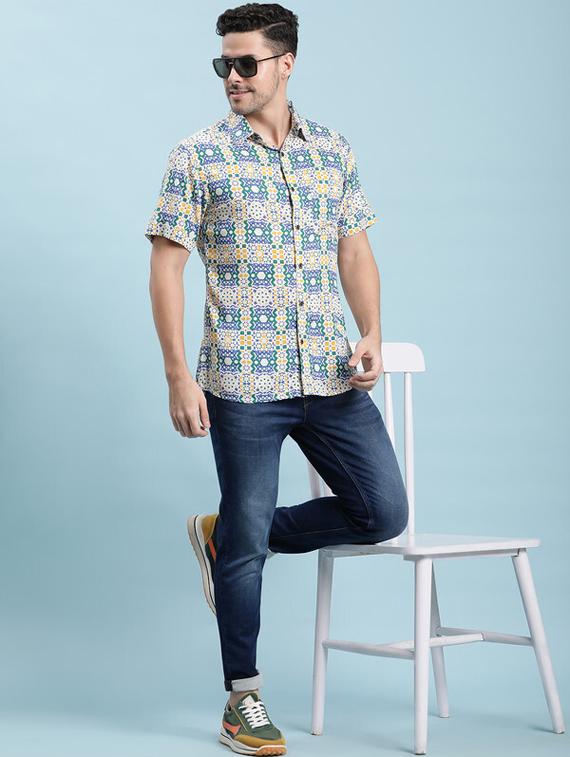 men geometric printed regular shirt - 21081343 - Zoom Image - 5