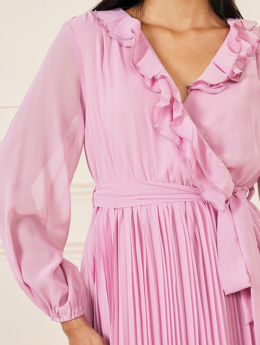 lavender polyester fit & flare dress - 21135549 - Zoom Image - 3