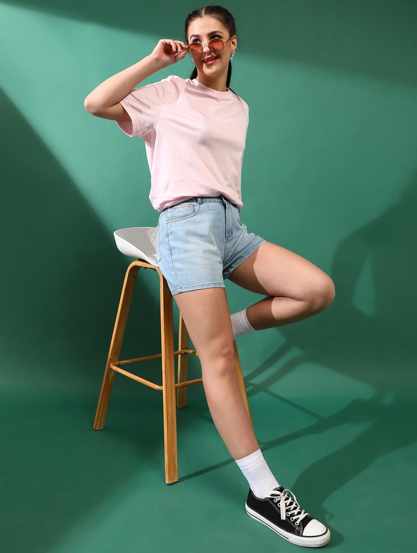 light blue cotton blend denim shorts - 21178214 - Standard Image - 4