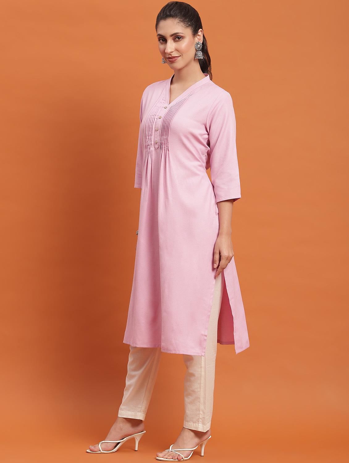 women three quarter sleeve straight kurta - 21221779 - Standard Image - 3