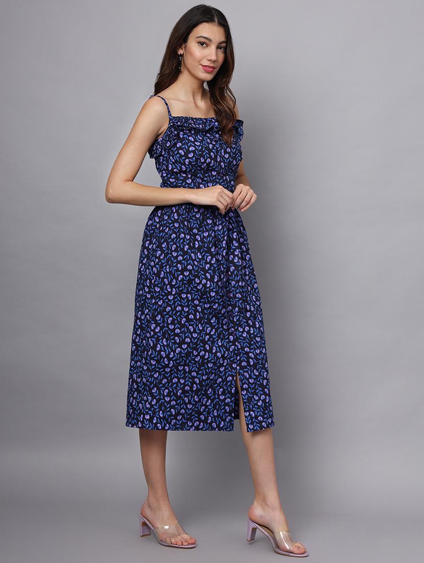 women printed shoulder strap a-line dress - 21225157 - Zoom Image - 2