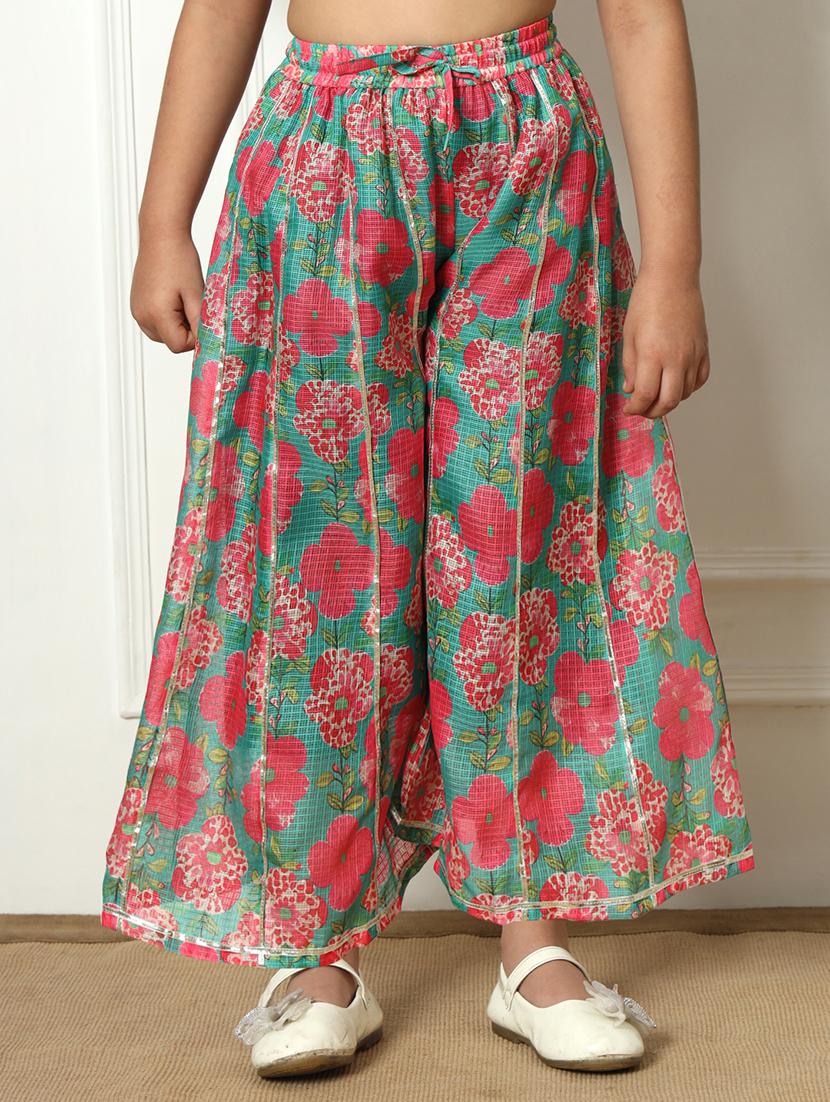 girls printed cotton kurta palazzo suit set - 21254054 - Standard Image - 4