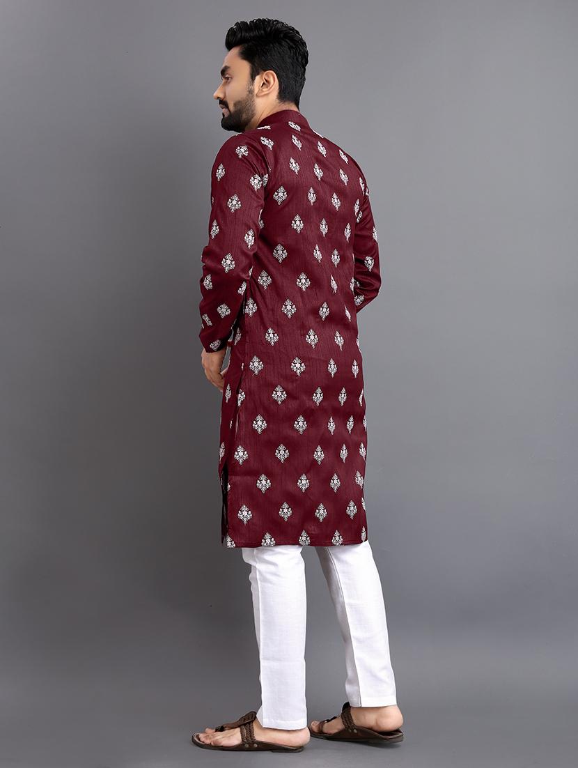 men long sleeve self-designed long kurta - 21277577 - Zoom Image - 3
