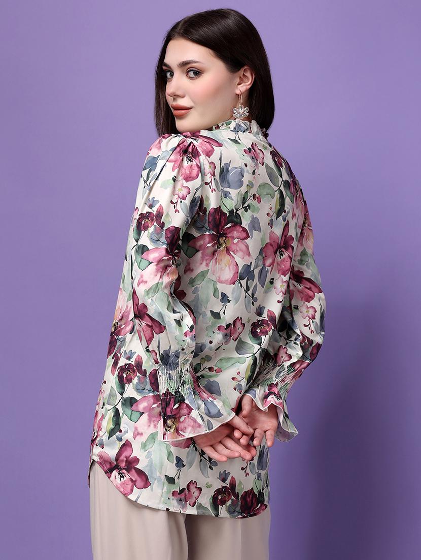 white poly crepe shirt tunic - 21278078 - Standard Image - 2