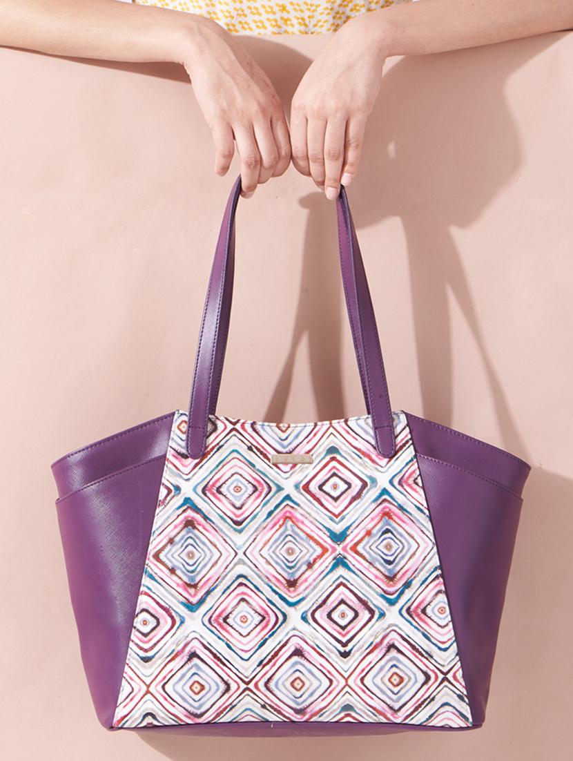 purple leatherette regular tote bag - 21292147 - Standard Image - 5