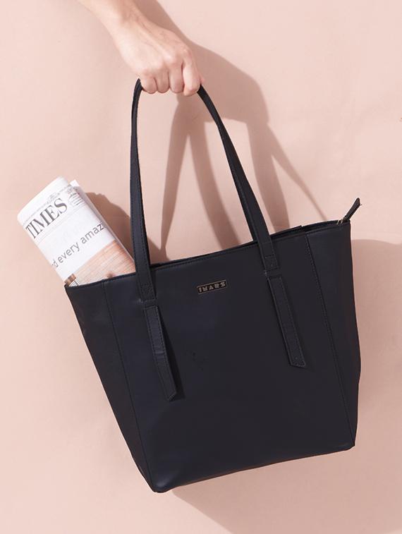 black leatherette regular tote bag - 21292158 - Standard Image - 4