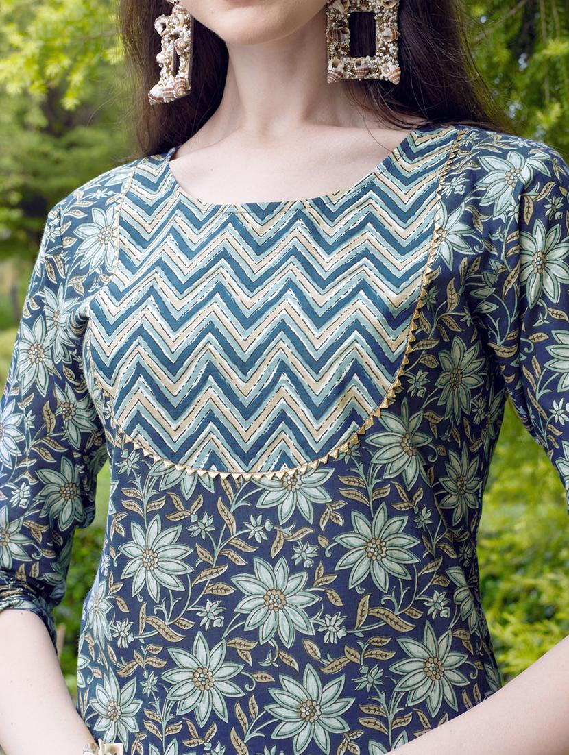 blue cotton kurta dupatta set - 21308952 - Zoom Image - 4
