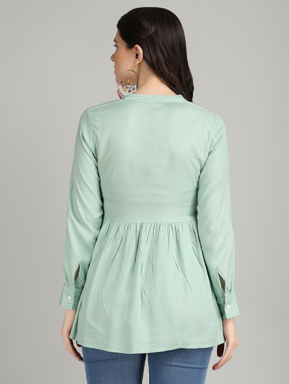 women green rayon peplum top - 21311951 - Zoom Image - 3