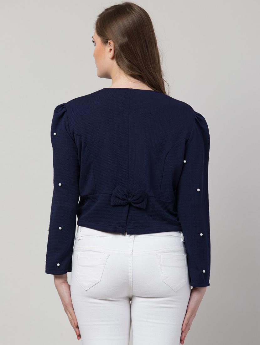 women blue cotton blend regular shrug - 21322521 - Zoom Image - 2