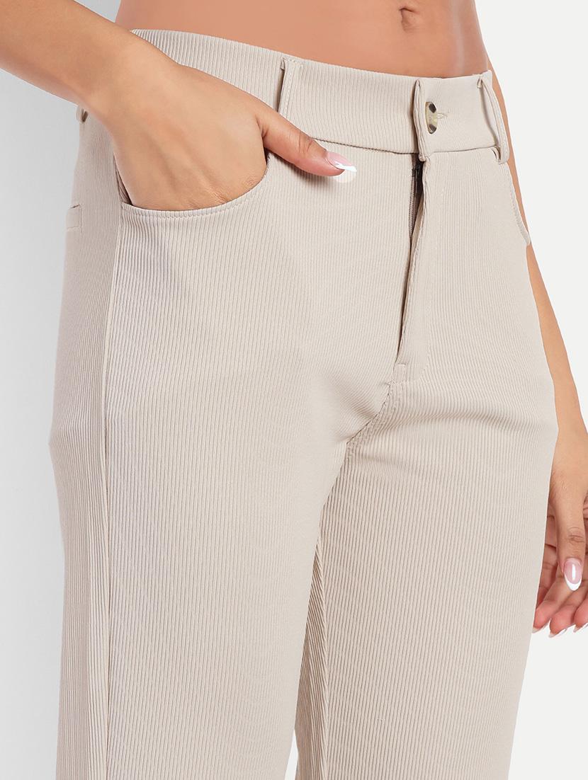 women beige solids bootcut trousers - 21347533 - Zoom Image - 5