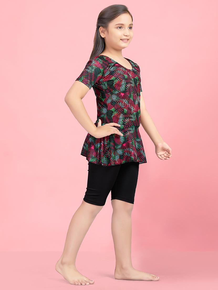 girls round neck printed functional swimsuits - 21350705 - Zoom Image - 2