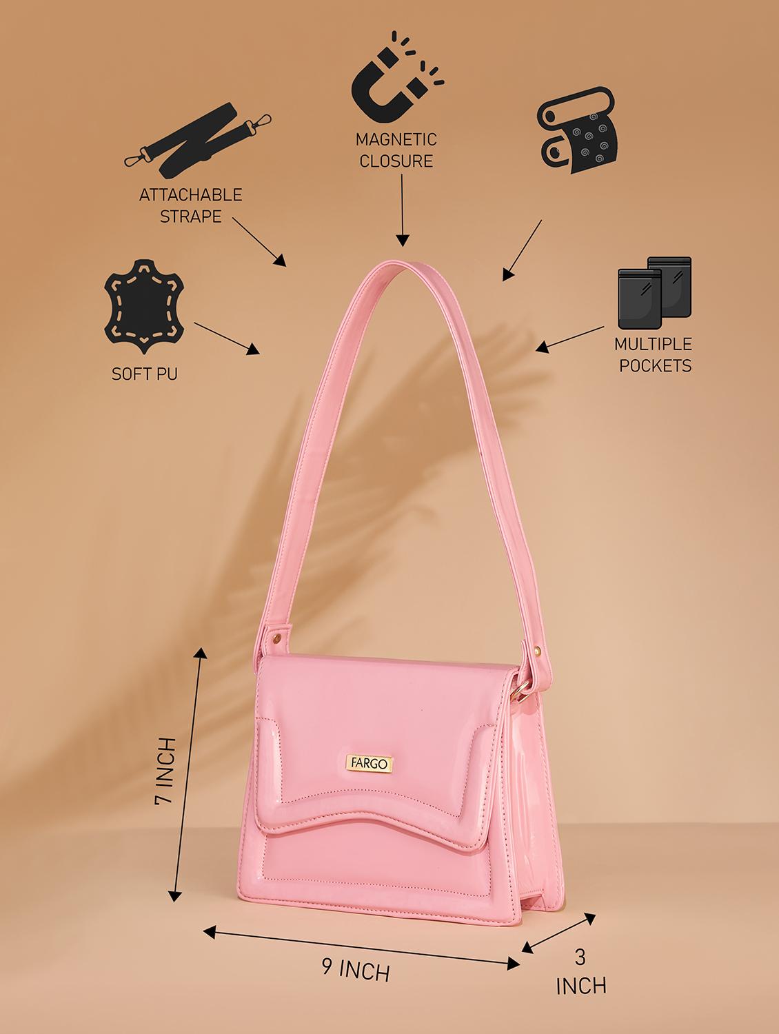 women pink leatherette solids handbag - 21359406 - Zoom Image - 4