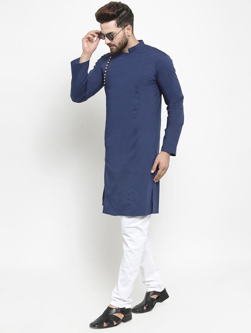 men solid cotton long kurta - 21360184 - Zoom Image - 1