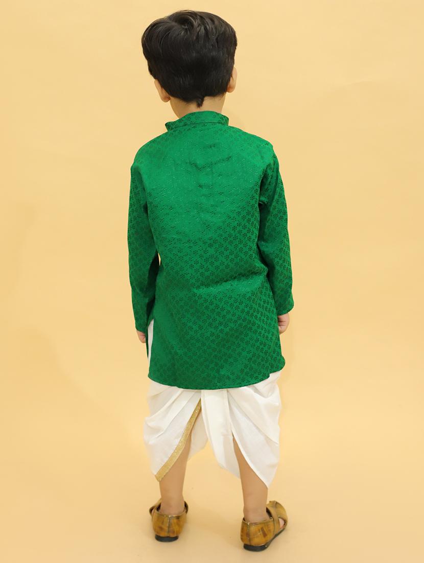 boys self design dhoti kurta set - 21368862 - Standard Image - 4