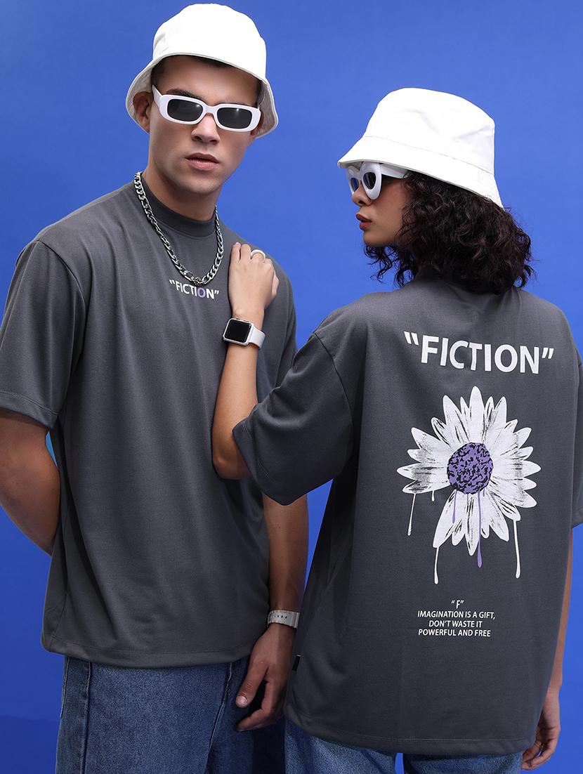round neck chest print couple t-shirt - 21374978 - Zoom Image - 2