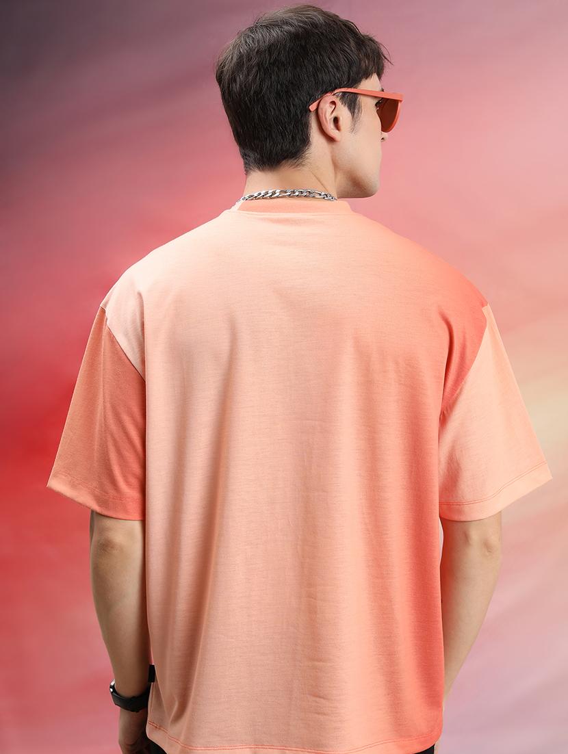 round neck chest print couple t-shirt - 21374979 - Standard Image - 4