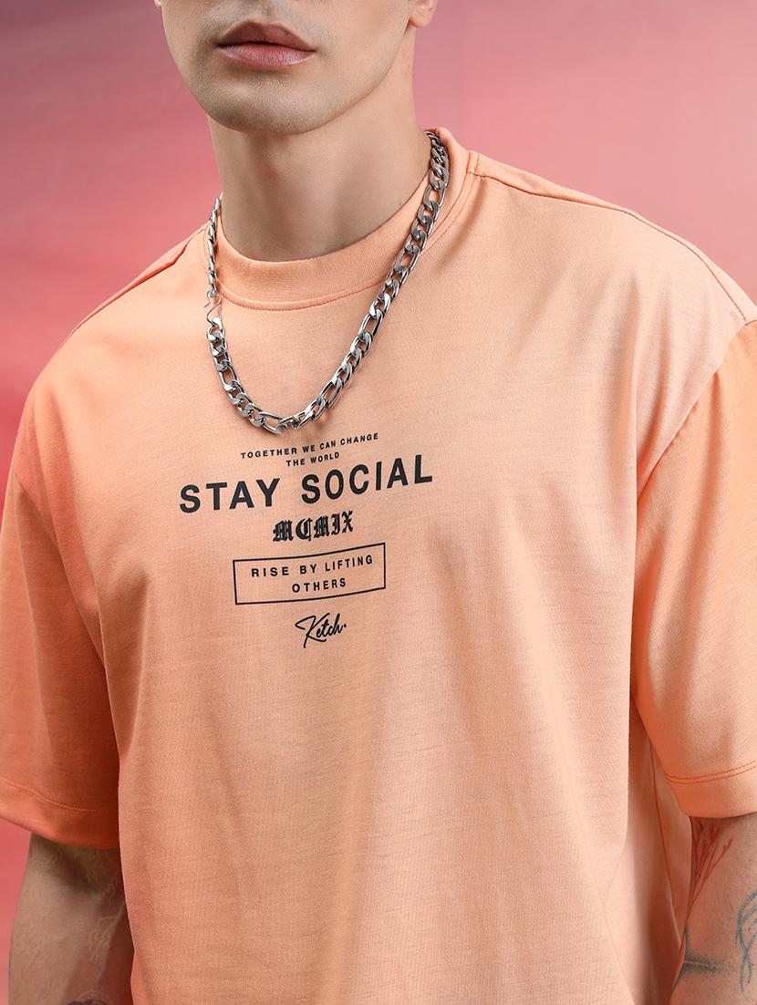 round neck chest print couple t-shirt - 21374979 - Zoom Image - 5
