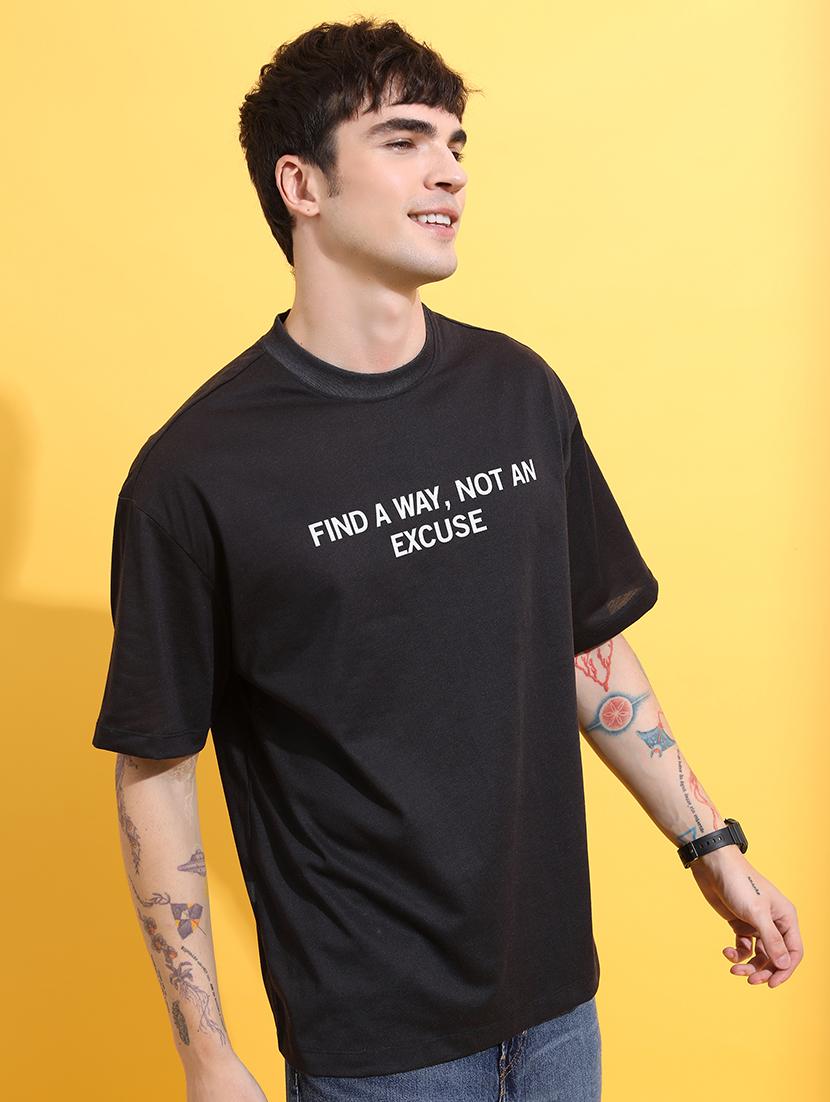 men front & back print oversized round neck t-shirt - 21375138 - Zoom Image - 1