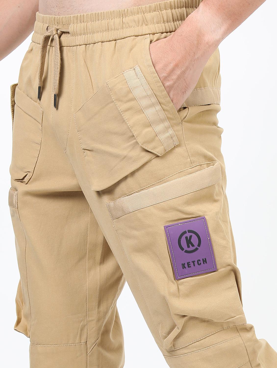 men mid rise solid cargos - 21375685 - Standard Image - 5
