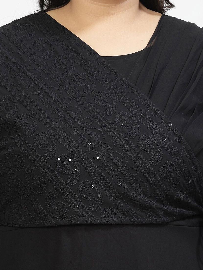 women black polyester a-line plus dress - 21382491 - Zoom Image - 5