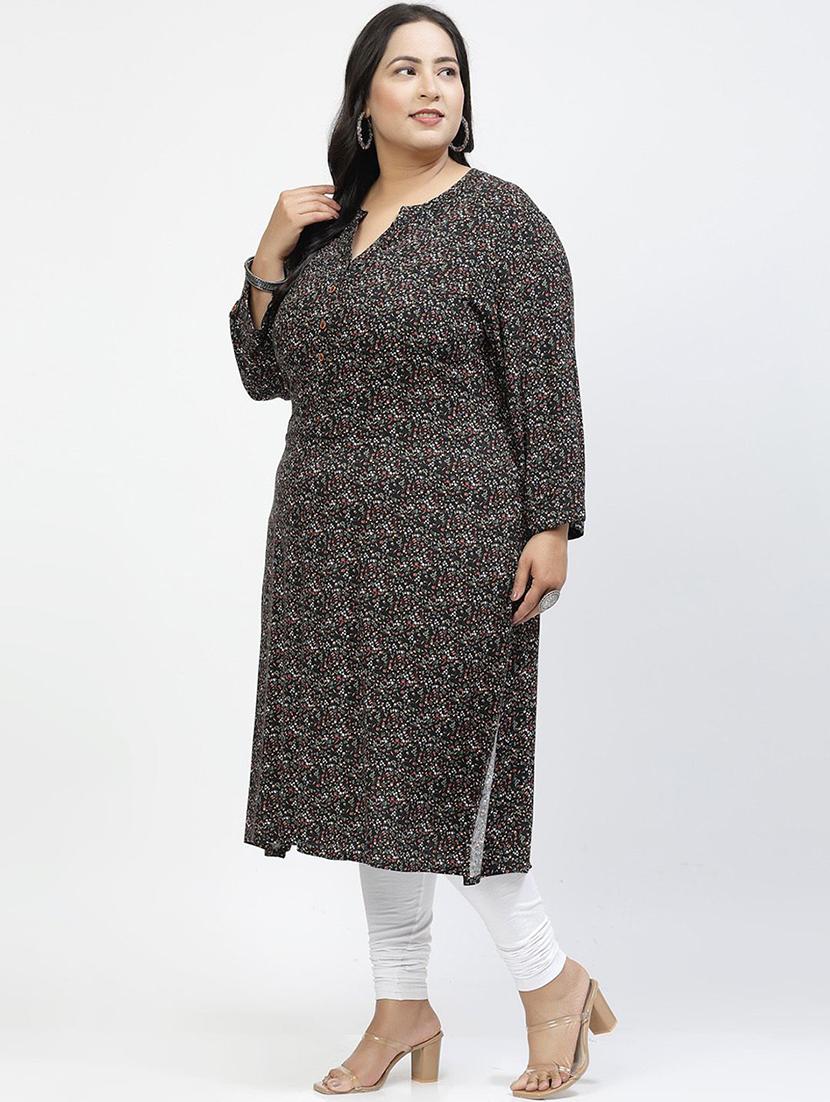 women black long sleeves plus size kurta - 21391096 - Zoom Image - 3