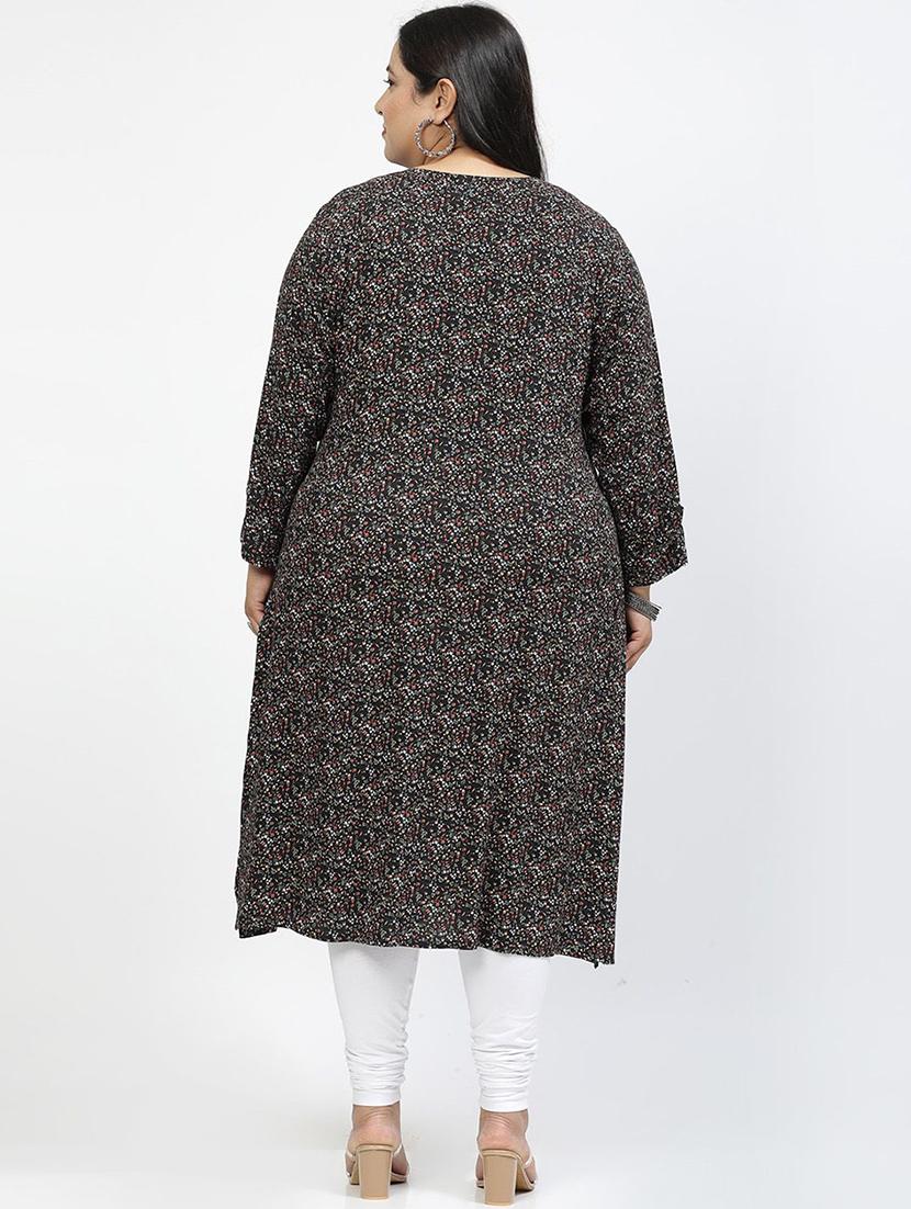 women black long sleeves plus size kurta - 21391096 - Zoom Image - 4