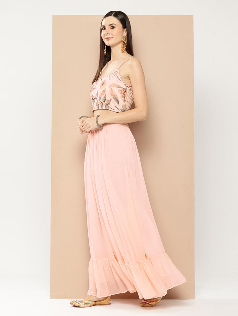 women peach floral printed fusion set - 21391245 - Standard Image - 2