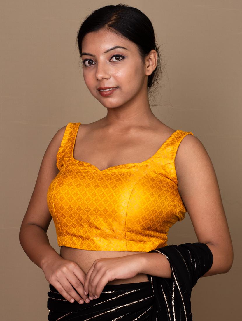 women yellow self design blouse - 21399825 - Standard Image - 2