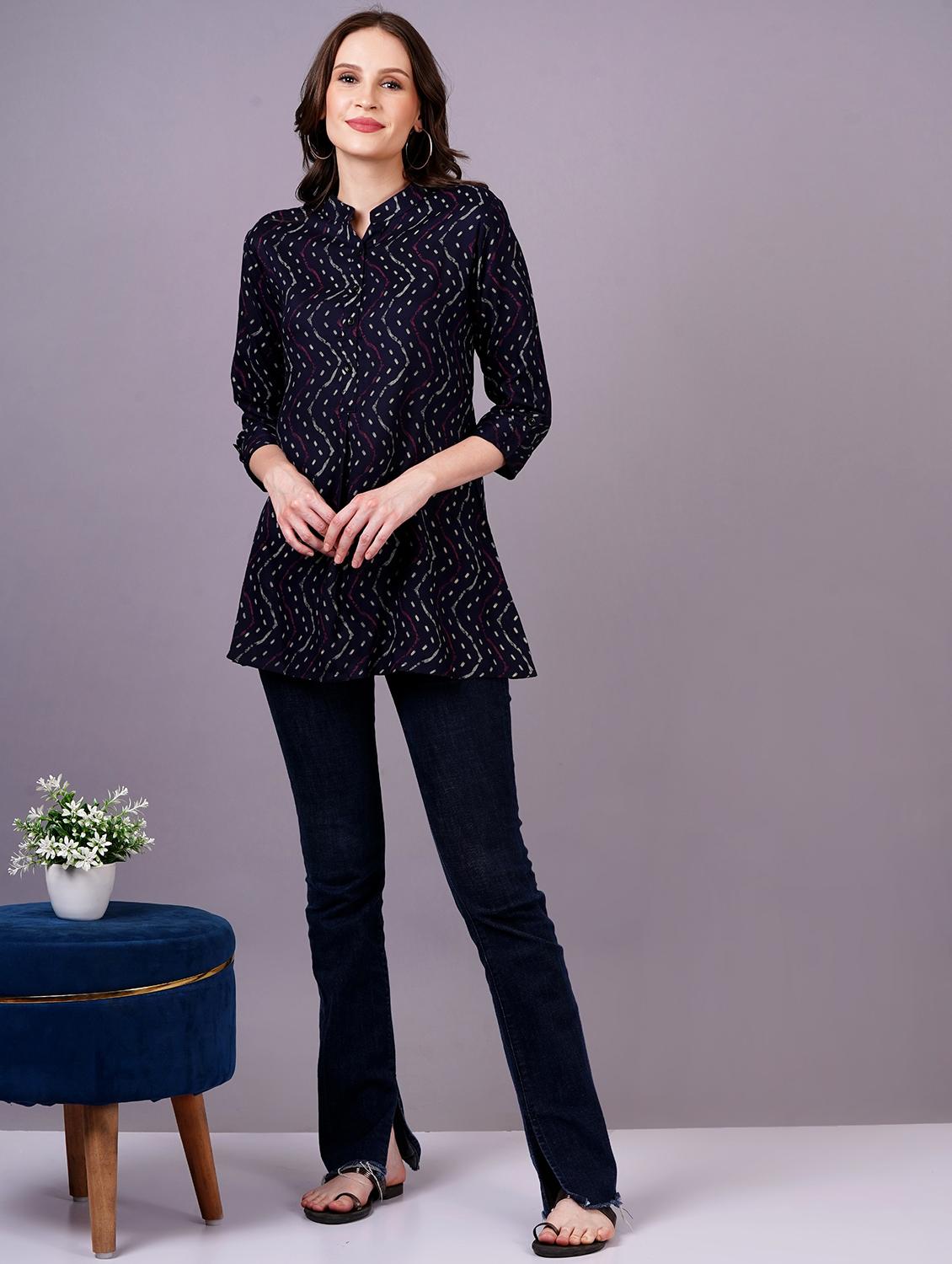 women printed three quarter sleeves straight kurti - 21400595 - Zoom Image - 3