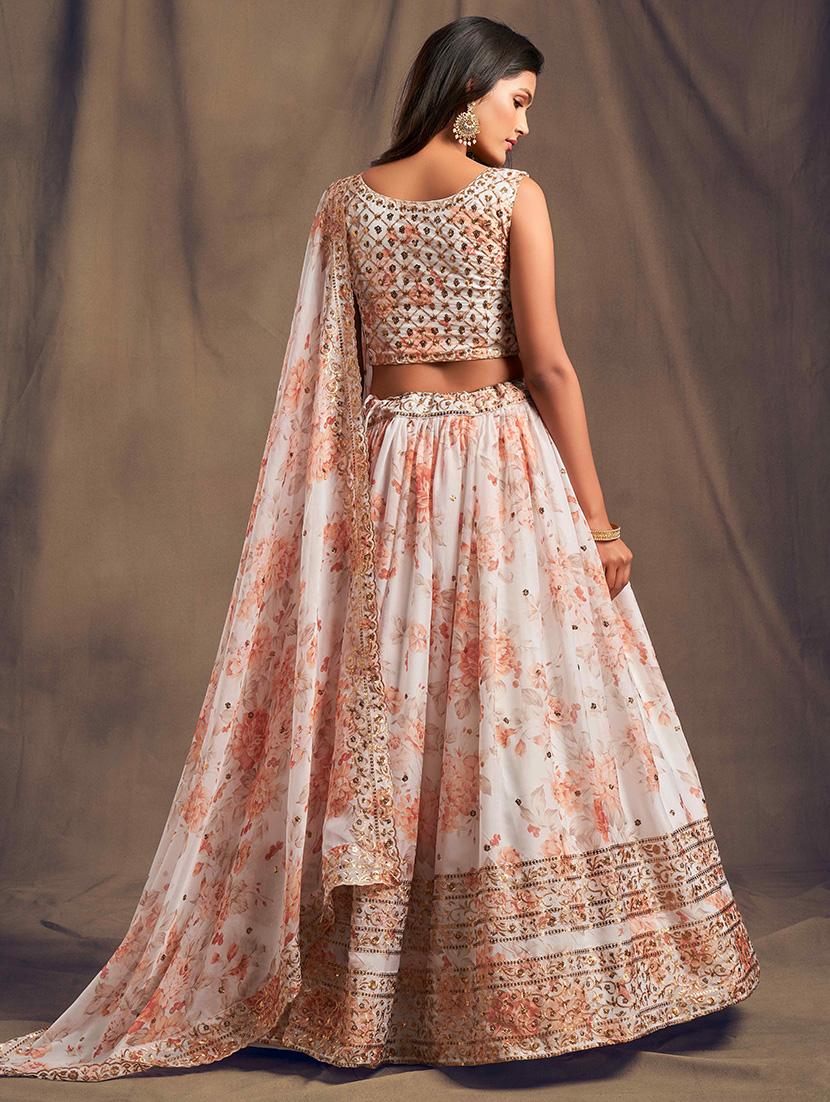 women white semi stitched flared lehenga - 21401909 - Standard Image - 2