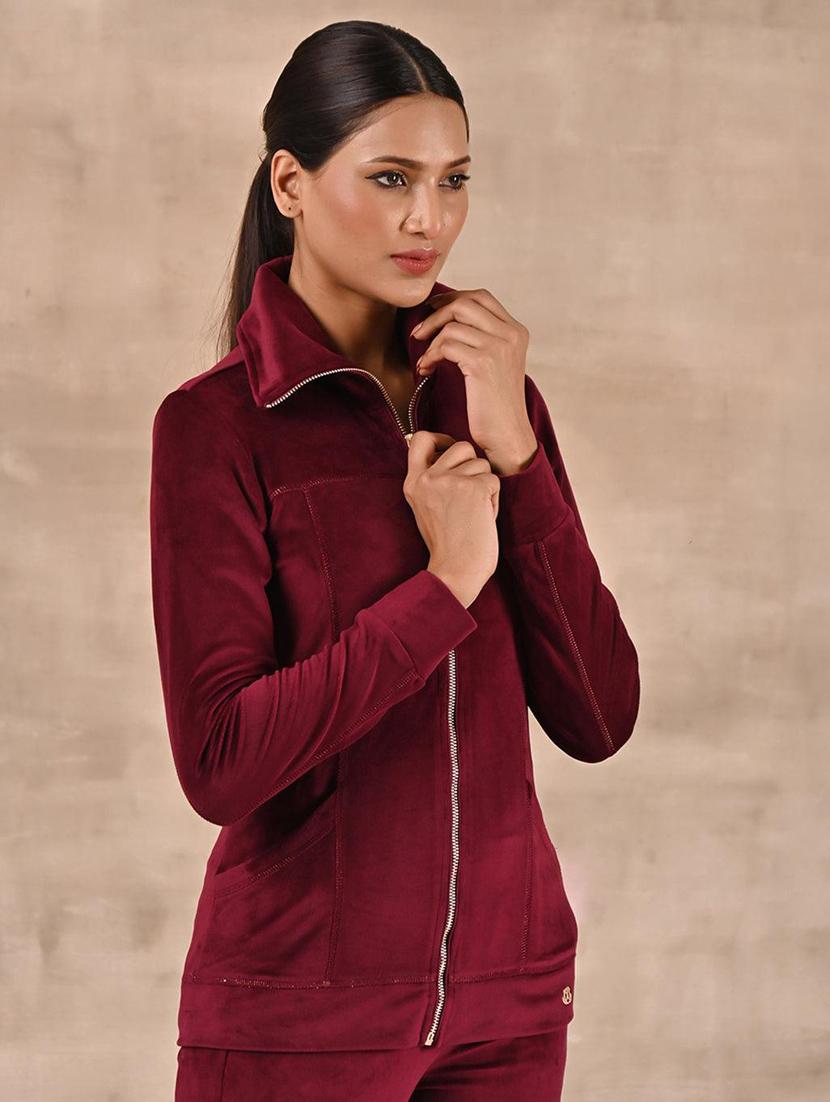 women solid long sleeve active wear sets - 21443772 - Standard Image - 2