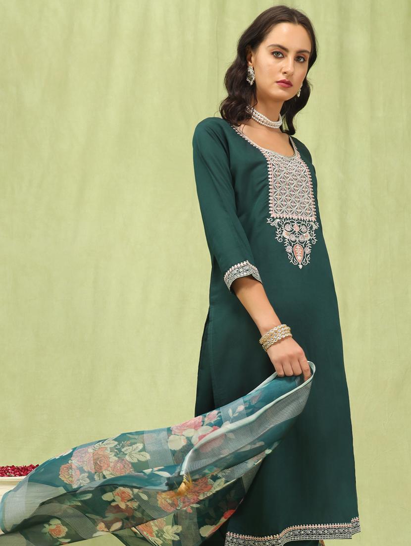 women green kurta dupatta set - 21450897 - Zoom Image - 5