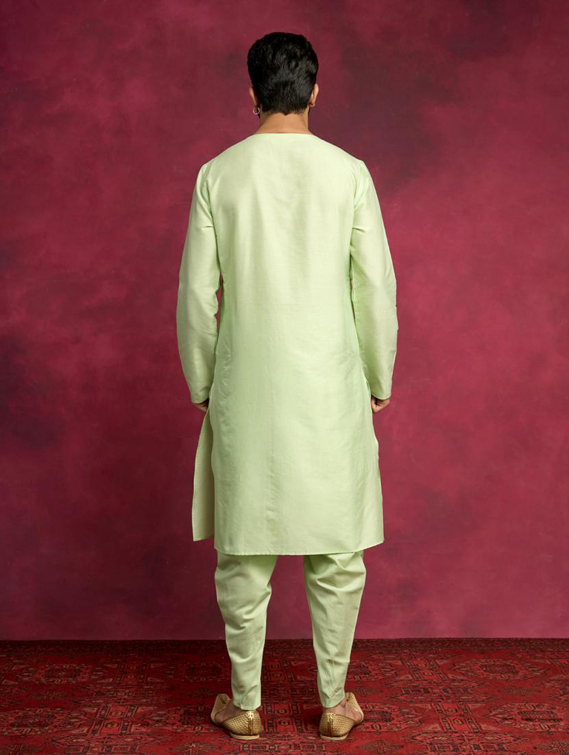 men green dhoti kurta ethnic wear set - 21459796 - Zoom Image - 3