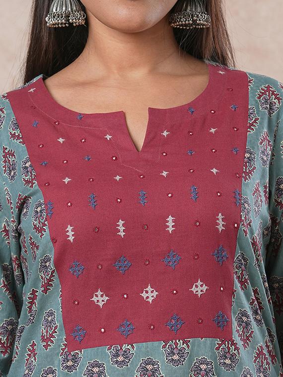 blue cotton straight kurta - 21466706 - Zoom Image - 7