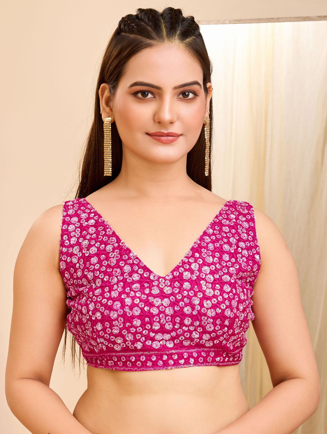women pink embroidered saree with blouse - 21481544 - Standard Image - 4