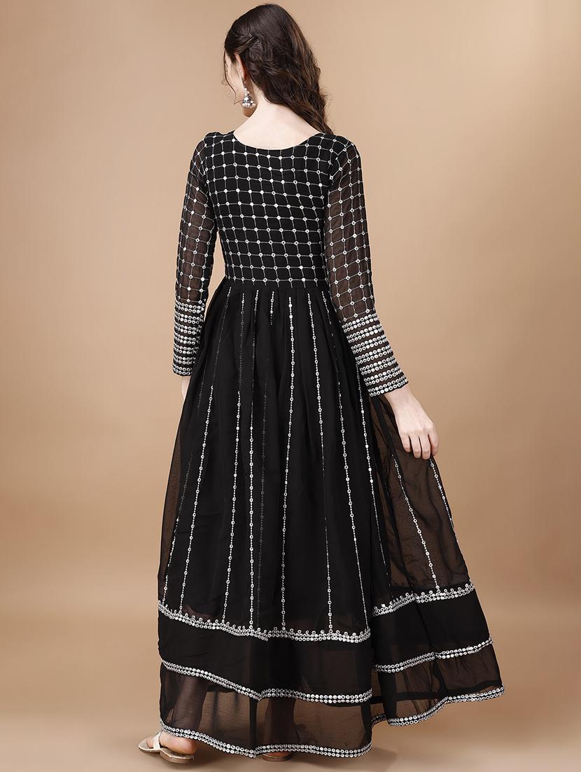 women black embroidered flared dress - 21483667 - Standard Image - 2