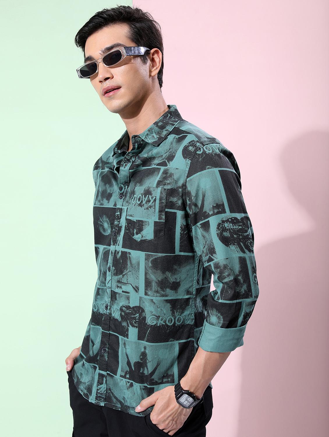 men collared printed casual shirt - 21486849 - Standard Image - 2