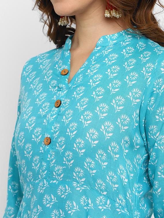 women light blue kurta pant set - 21494178 - Standard Image - 4