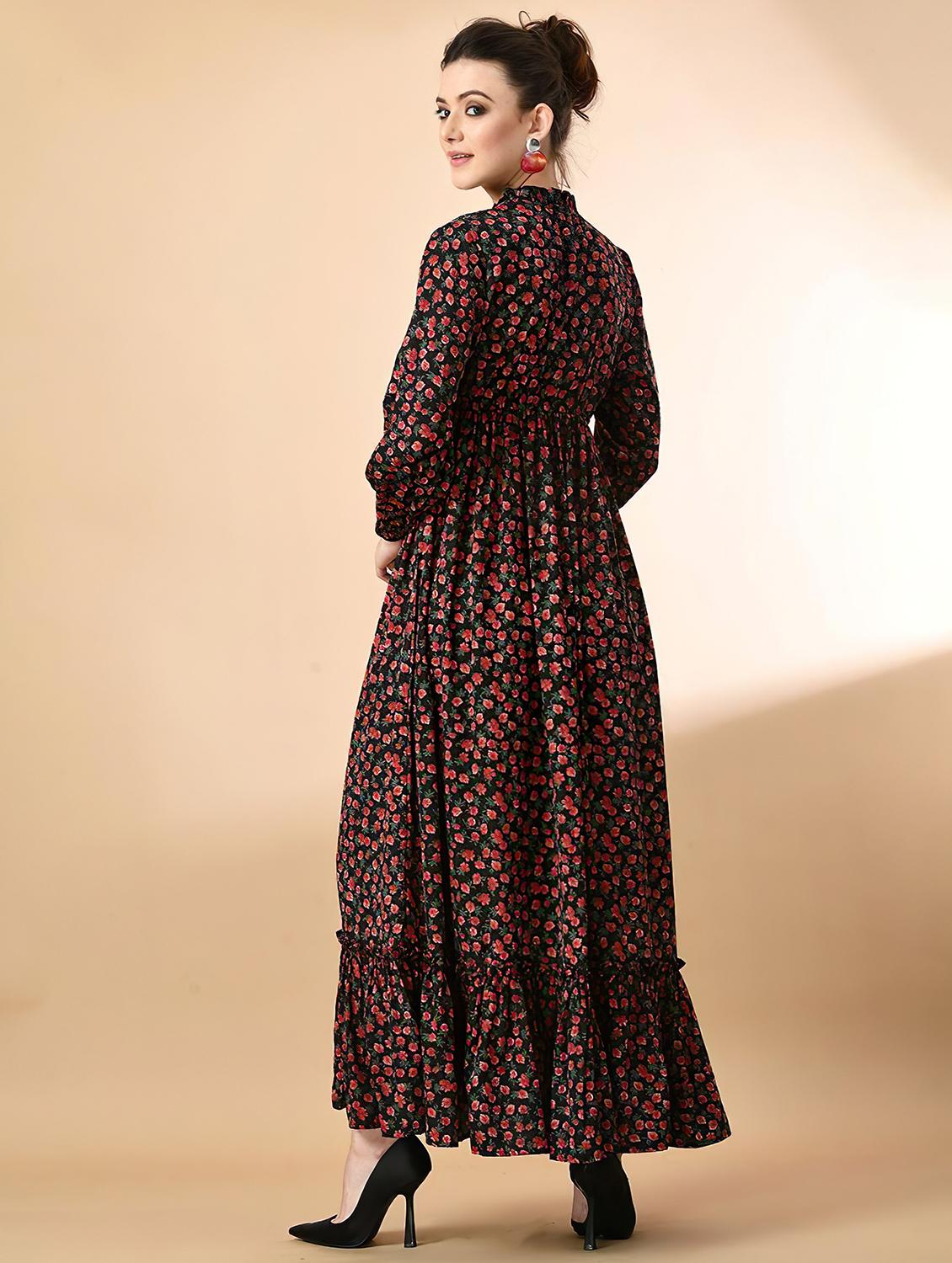 women black crepe fit and flare dress - 21495182 - Zoom Image - 2