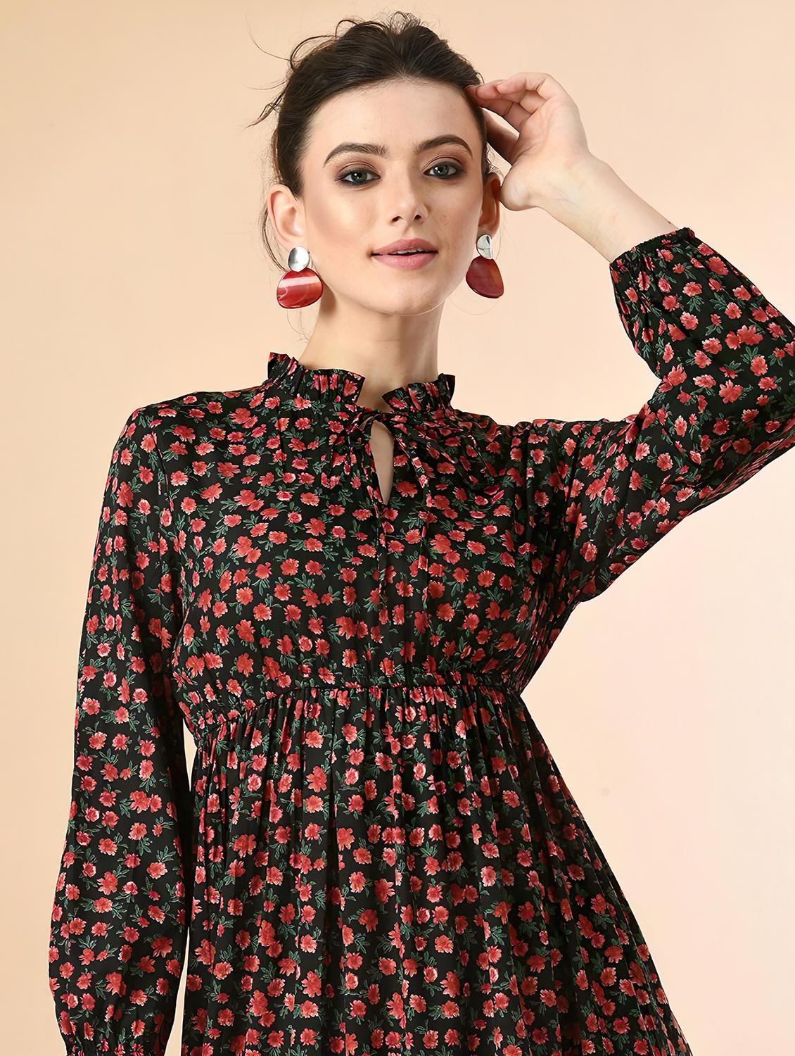 women black crepe fit and flare dress - 21495182 - Zoom Image - 3
