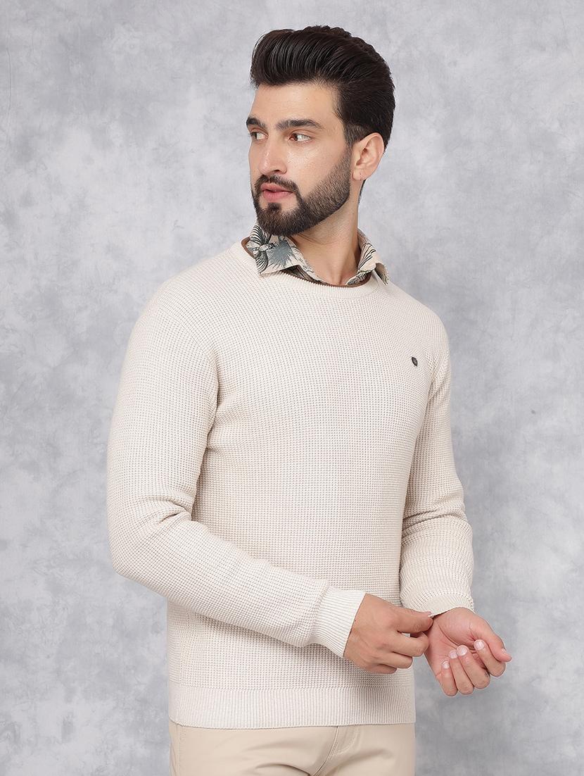 men cream self design cotton pullover - 21495840 - Zoom Image - 2