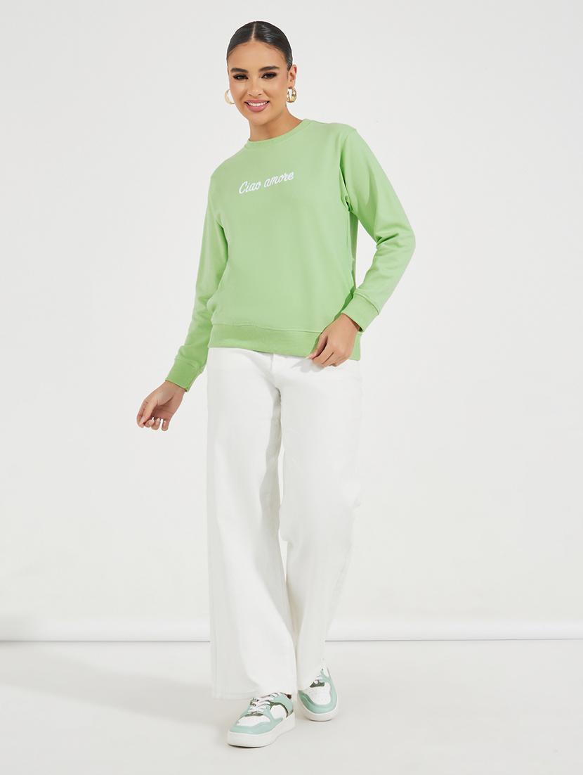 women chest print long sleeve sweatshirt - 21510630 - Standard Image - 3