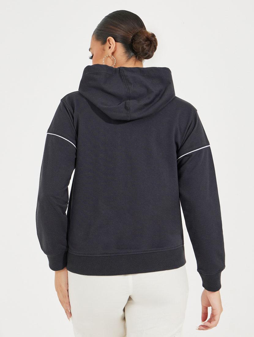 women black solid long sleeve sweatshirt - 21510639 - Zoom Image - 2