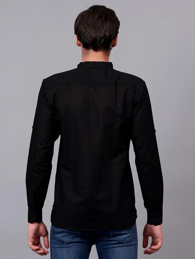 men mandarin neck solid short kurta - 21511160 - Zoom Image - 3