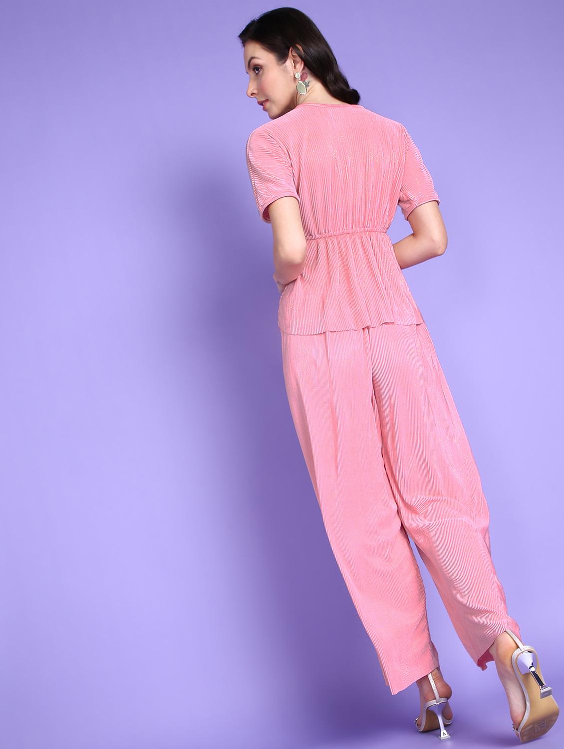 women solid top & trouser co-ord set - 21512941 - Standard Image - 3