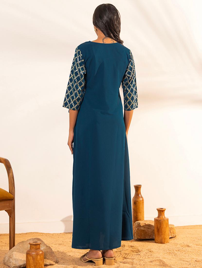 women teal crepe maternity wear kurta - 21521085 - Zoom Image - 3